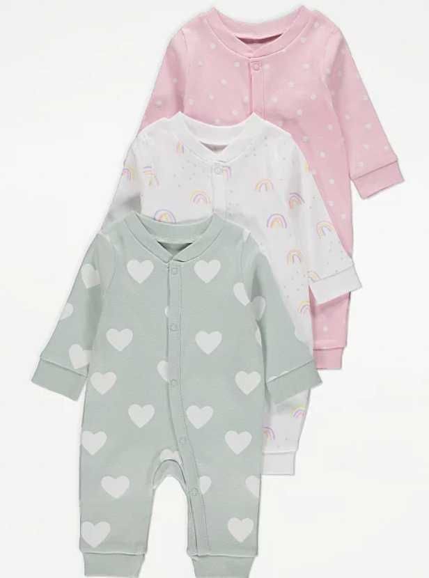 Ромпер за момиче 100% памук, детска пижама бебе, 3 броя, 4 размера
