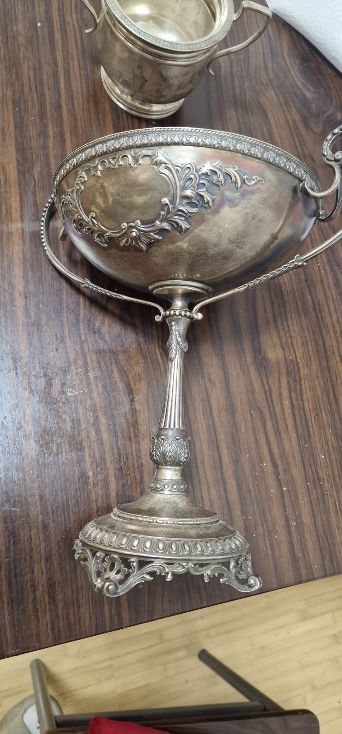 Fructiera argint masiv marcaje anglia 1366 grame anul 1900