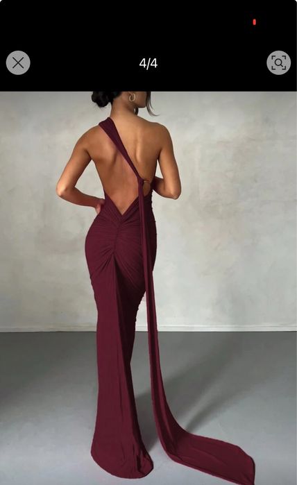 Елегантна дълга рокля, бордо