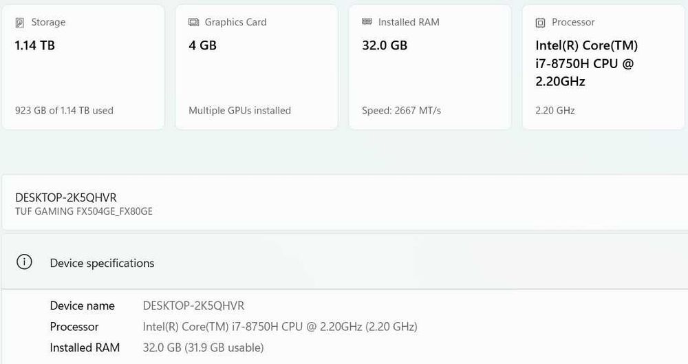 ASUS Tuf Gaming FX504GE FX80GE