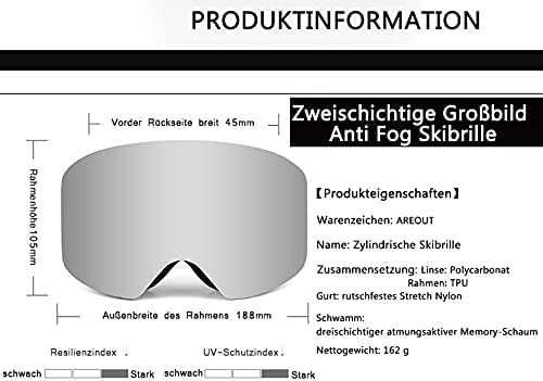 Ochelari Ski Frameless, Titan, OTG, Gri, Marime L, Lentila S3