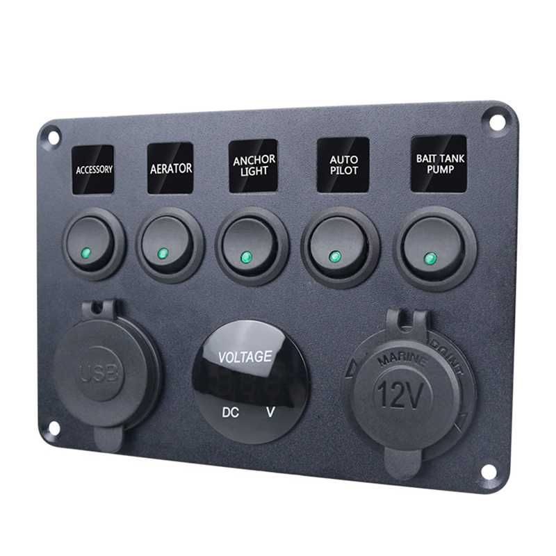 12V/24v панел за вграждане USB зарядно запалка волтметър  Бушони копче