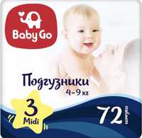 Подгузники BabyGo Midi 4-9кг 72шт