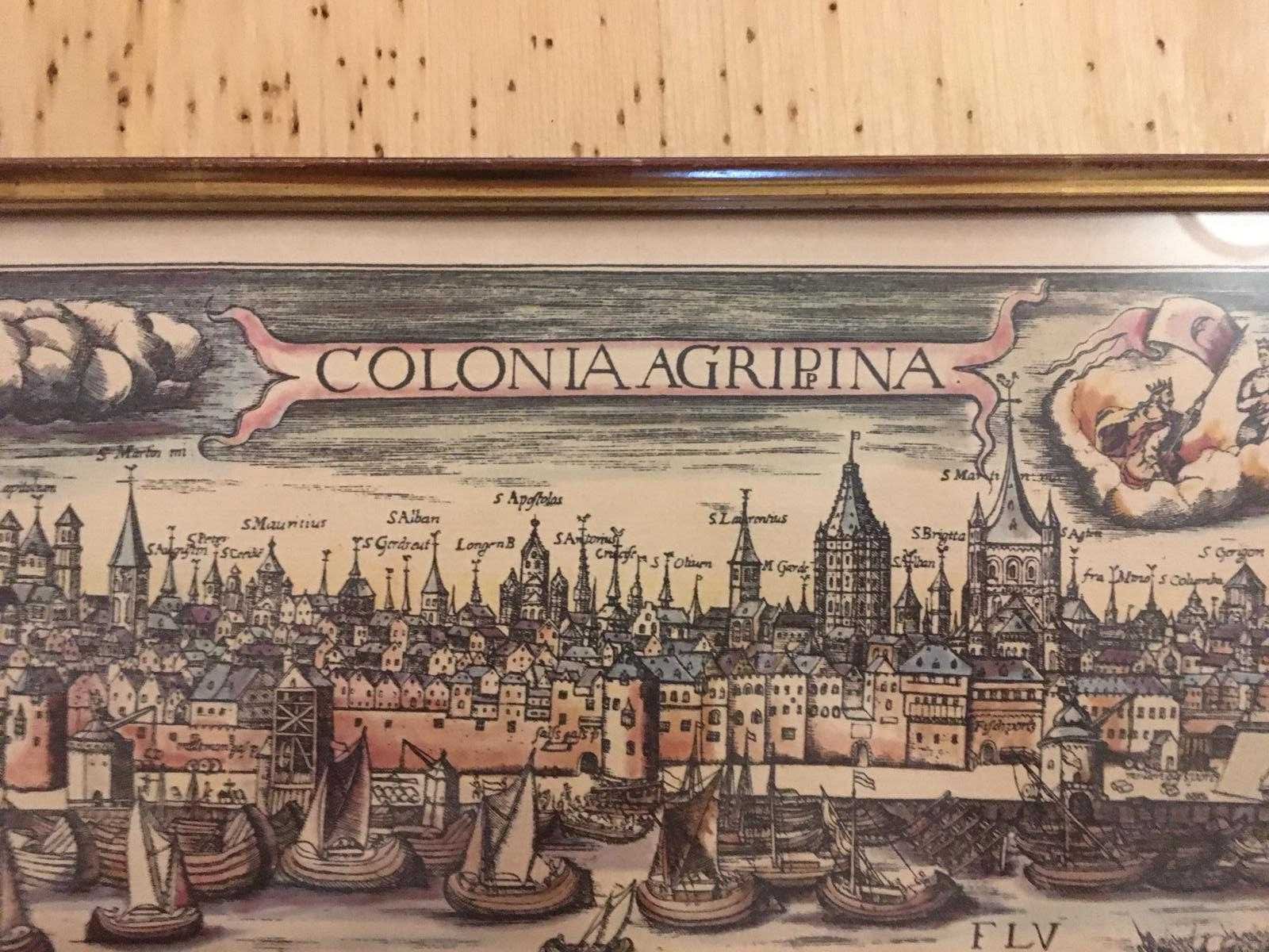Colonia Agripina Teutsch Köln Germania harta gravura pictura veche