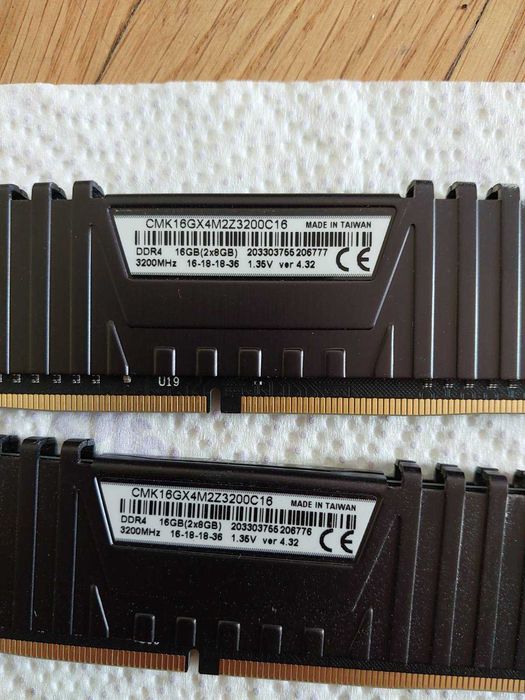 16GB DDR4 Corsair Vengance, G.Skill Ripjaws, 3200Mhz, 3600Мhz