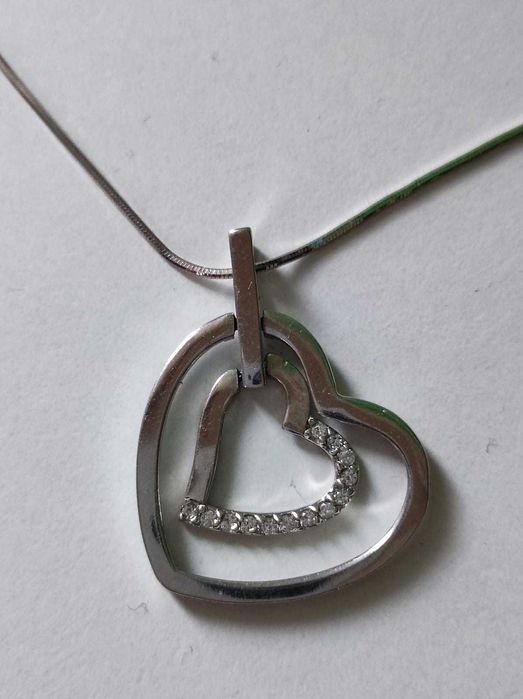 Сребърно колие сърце
