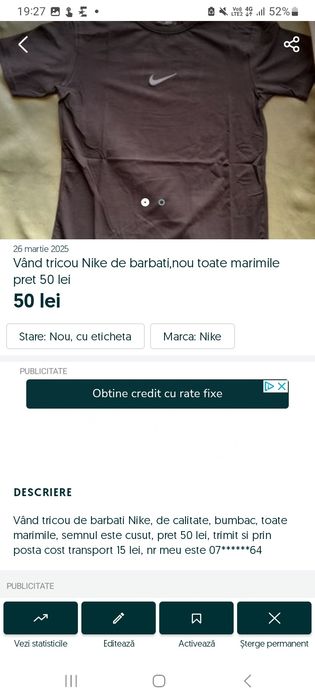 Tricou nike de barbati, nou, toate marimile pre 50 lei