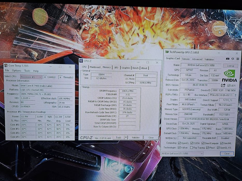 Unitate PC Gaming i5 7400 GTX 1050 12GB RAM SSD