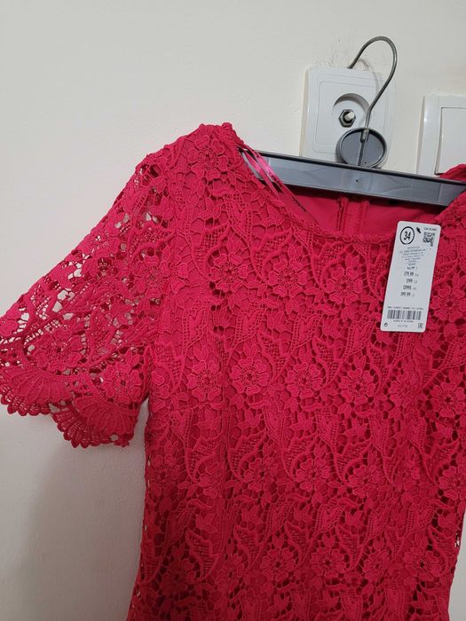 Rochie Otsay din dantela, fucsia, noua, marimea 34