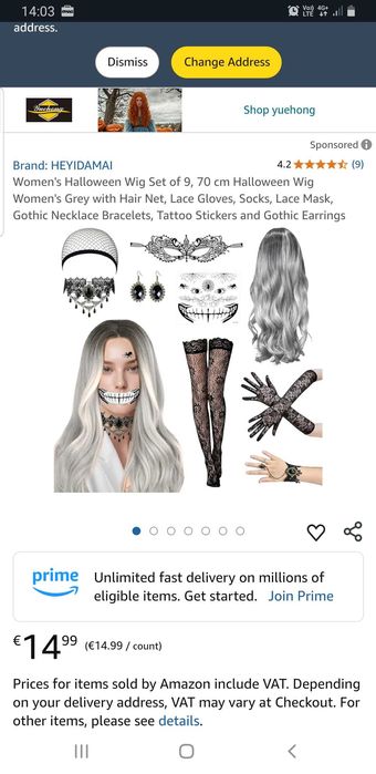 Set peruca gri si accesorii -  halloween