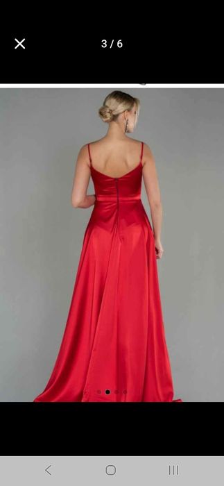 Червена официална сатенена рокля