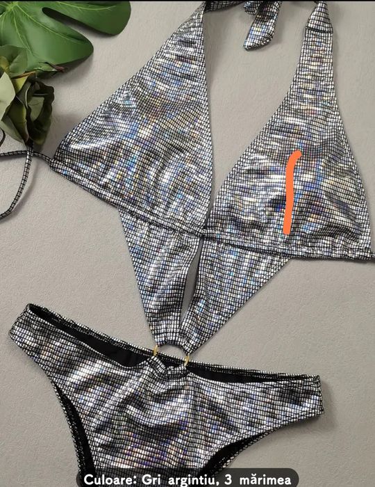 Costum de baie întreg S și M  argintiu sexy