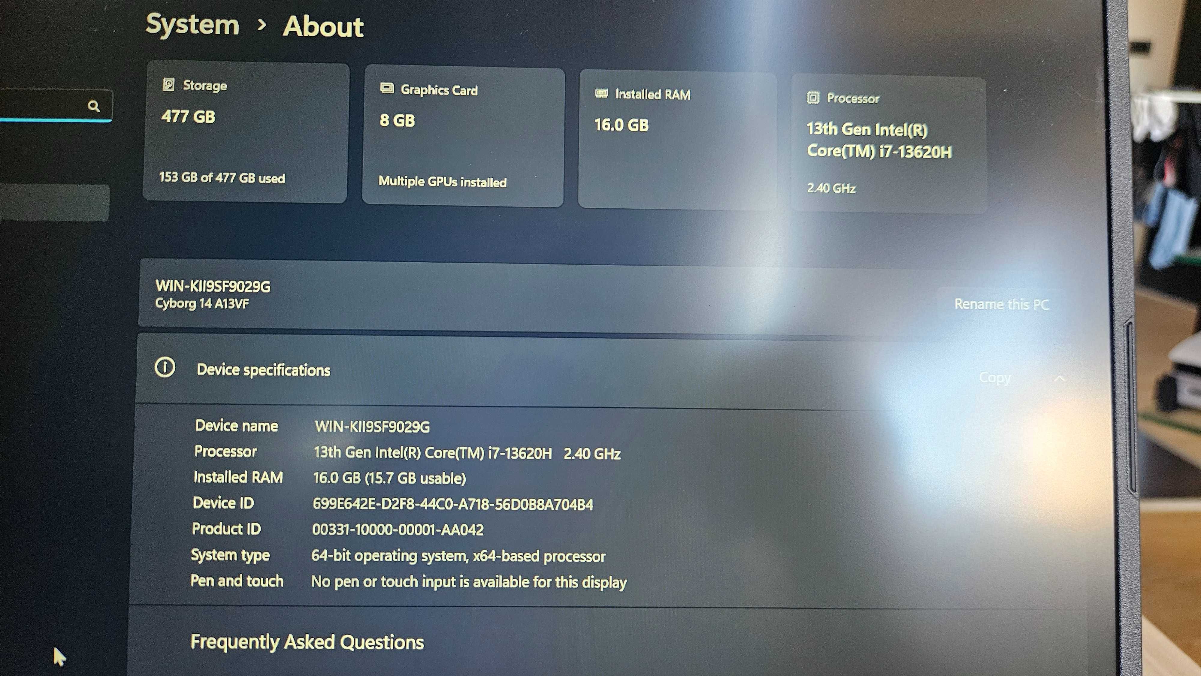 MSI Cyborg 14 A13vf 4060 8gb i7-13620H 16gb ddr5