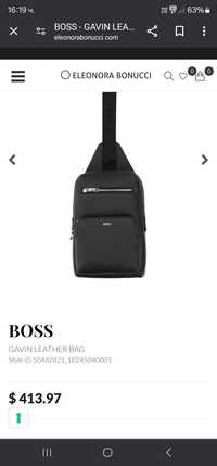 Мъжка чанта BOSS genuine leather Original