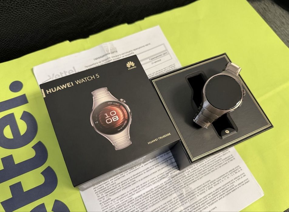 ЧИСТО НОВ 42mm Huawei Watch 5 LTE Yettel Гаранция 2027г. Gold Sand