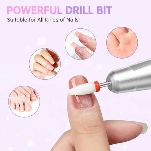 Професионална пила за нокти 35000RPM, безжична, комплект 12 накрайника