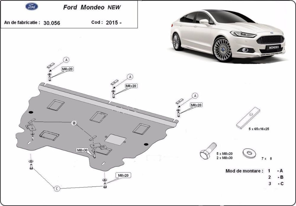 Scut motor metalic pentru Ford Mondeo 1993-prezent - otel 2mm