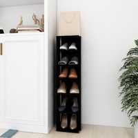 vidaXL Шкаф за обувки, черен,27,5x27x102 см, инженерно дърво 808487