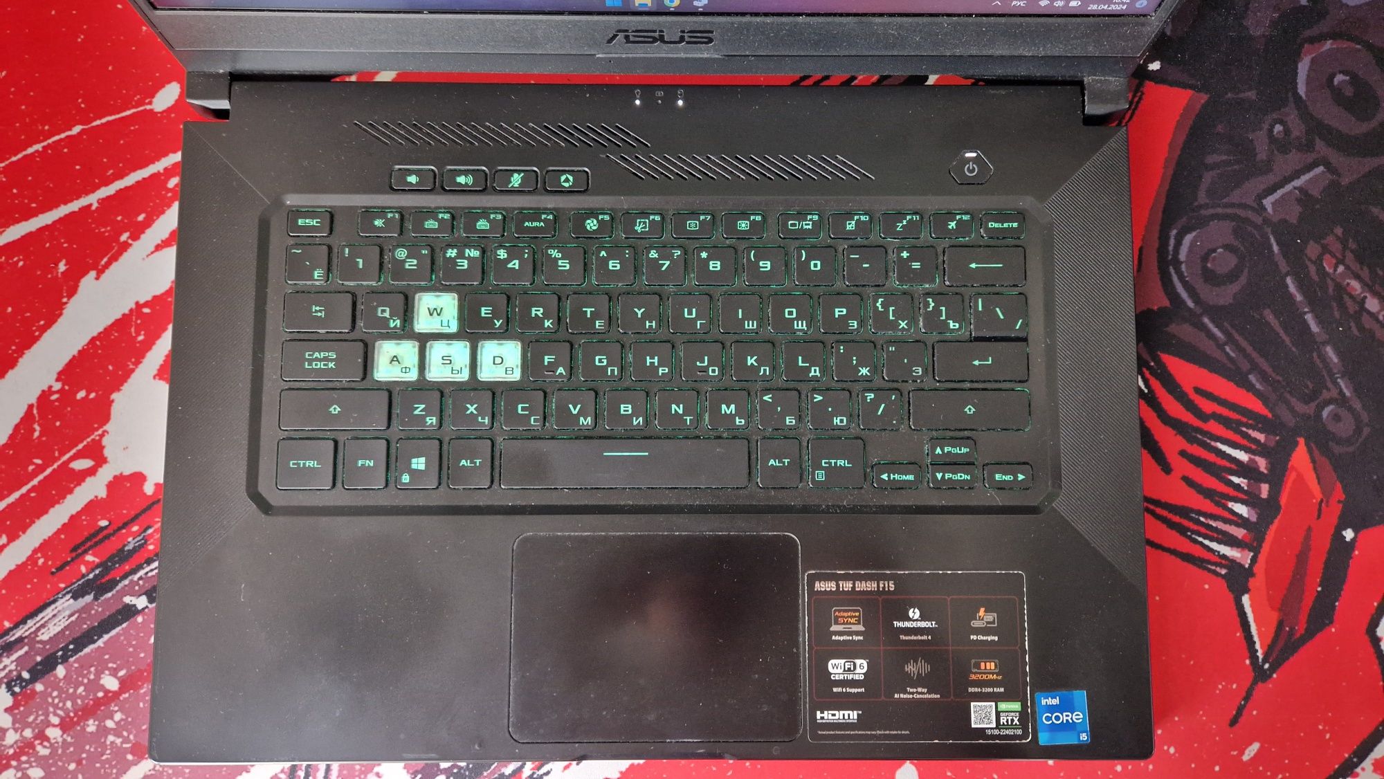 Игровой ноутбук ASUS TUF Dash F15, RTX 3060, Core i5, ОЗУ 16 GB
