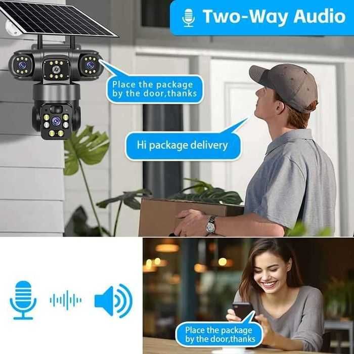 Тройна Соларна Камера  4G 12 MP Външна Безжична Wifi CCTV V380pro