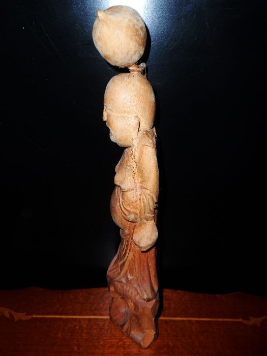 Sculptură manuală vintage în lemn de santal. Buddha fericit.