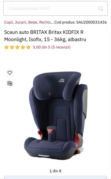 Scaun auto BRITAX Britax KIDFIX R Moonlight, Isofix, 15 - 36kg