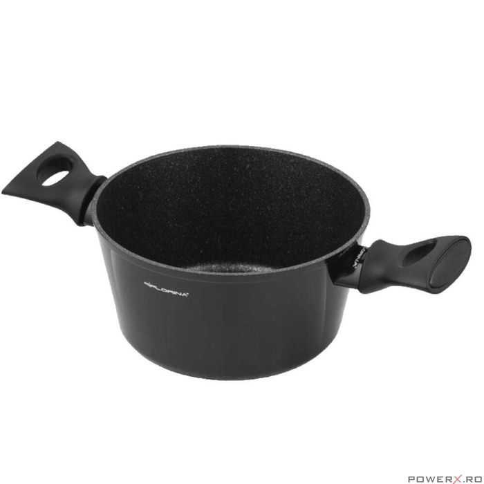 Oala cu capac din aluminiu, invelis antiaderent negru, 20 cm, 2.6l,