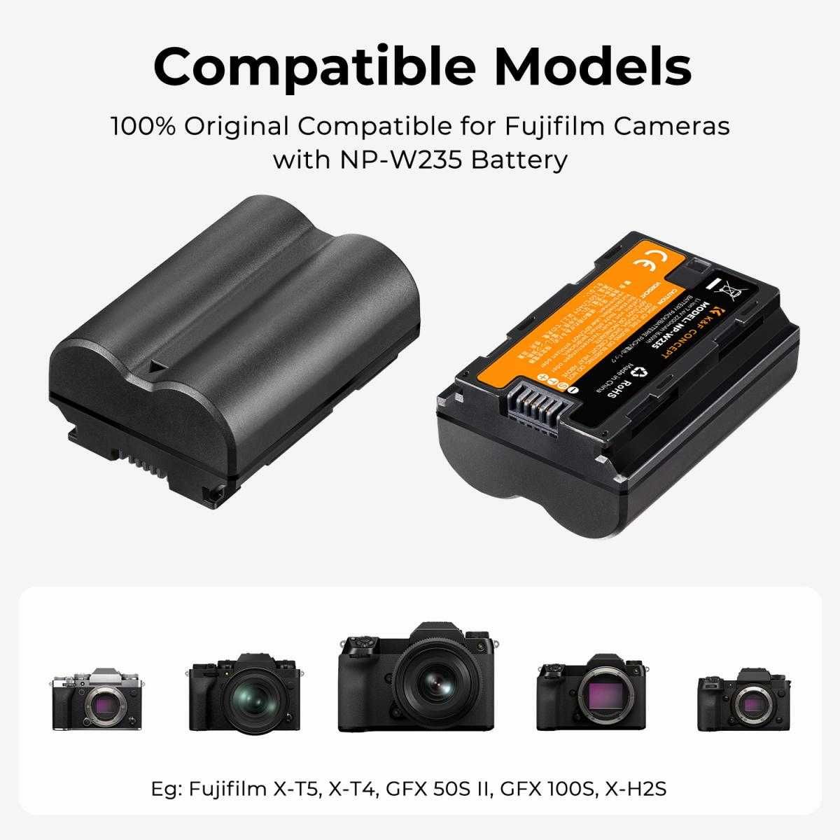 Комплект 2 батерии NP-W235 + зарядно K&F Concept