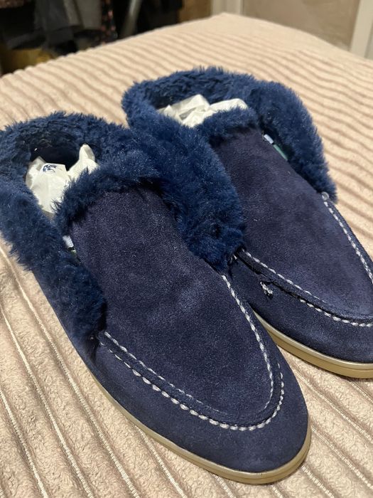 Лоферы зимние (кожа, замша)