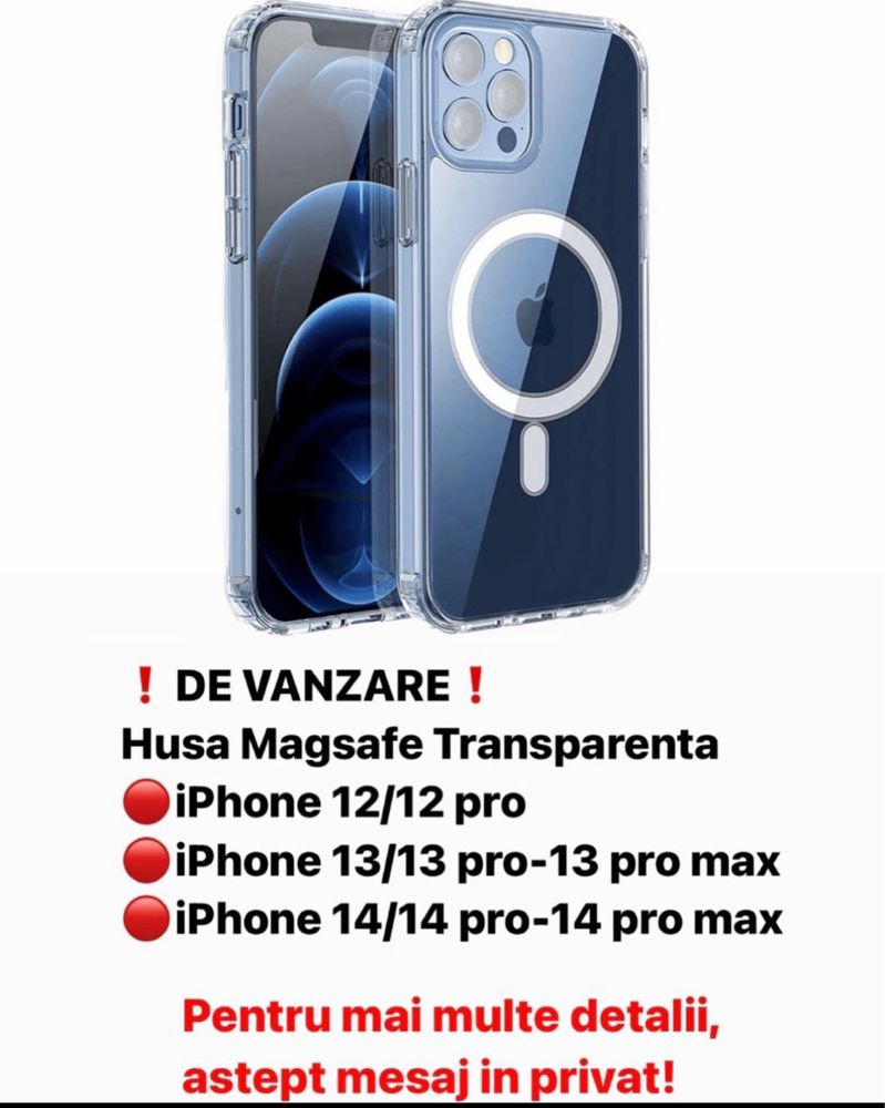 Husa transparenta magsafe iphone 12/12 pro 13/13pro/Max 14/14pro /max