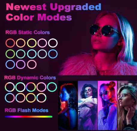 Настолна ринг лампа PEYOU 10 инча, RGB LED