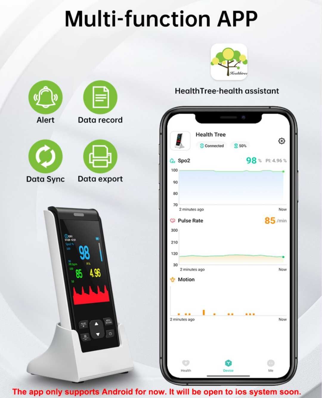 Пулсоксиметър HealthTree за бебета кислороден монитор