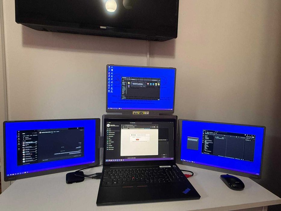 Monitor Triplu Extensibil si Portabil 16 inch, Geanta inclusa