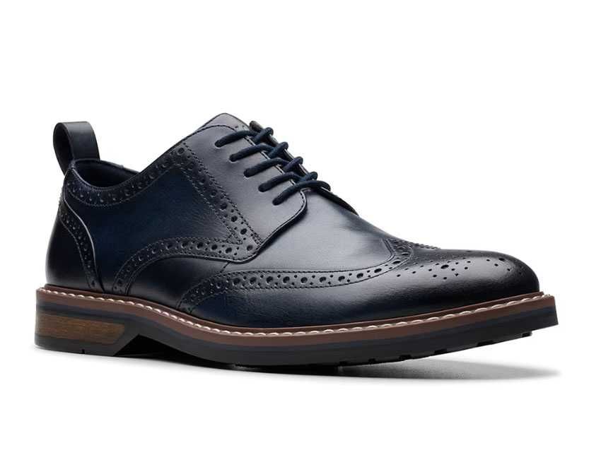 Pantofi Clarks | Barbati | Piele | Brogue | Bleumarin | 44 / 9.5
