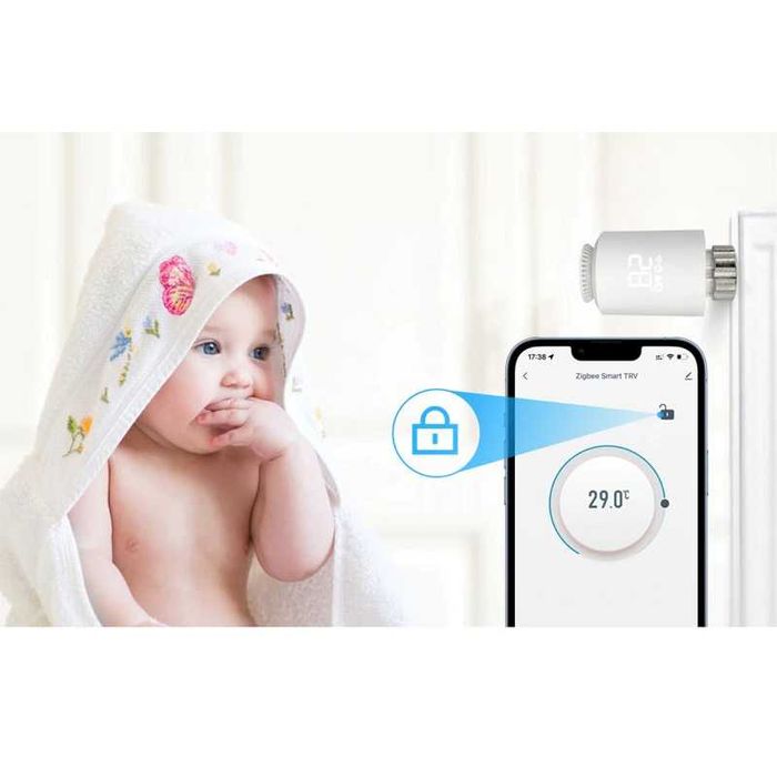 Cap Termostat Smart pentru calorifer Ketotek Zigbee 3.0 TUYA, Alb