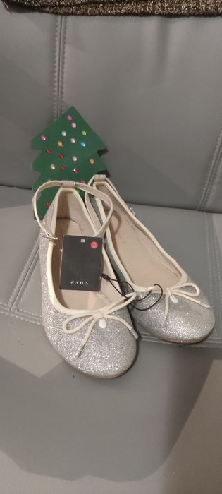 Balerini argintii cu sclipici ZARA 37