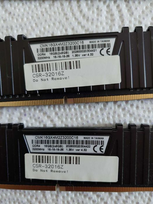 16GB DDR4 Corsair Vengance, G.Skill Ripjaws, 3200Mhz, 3600Мhz