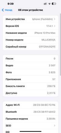 Iphone 13 pro max 256 gb