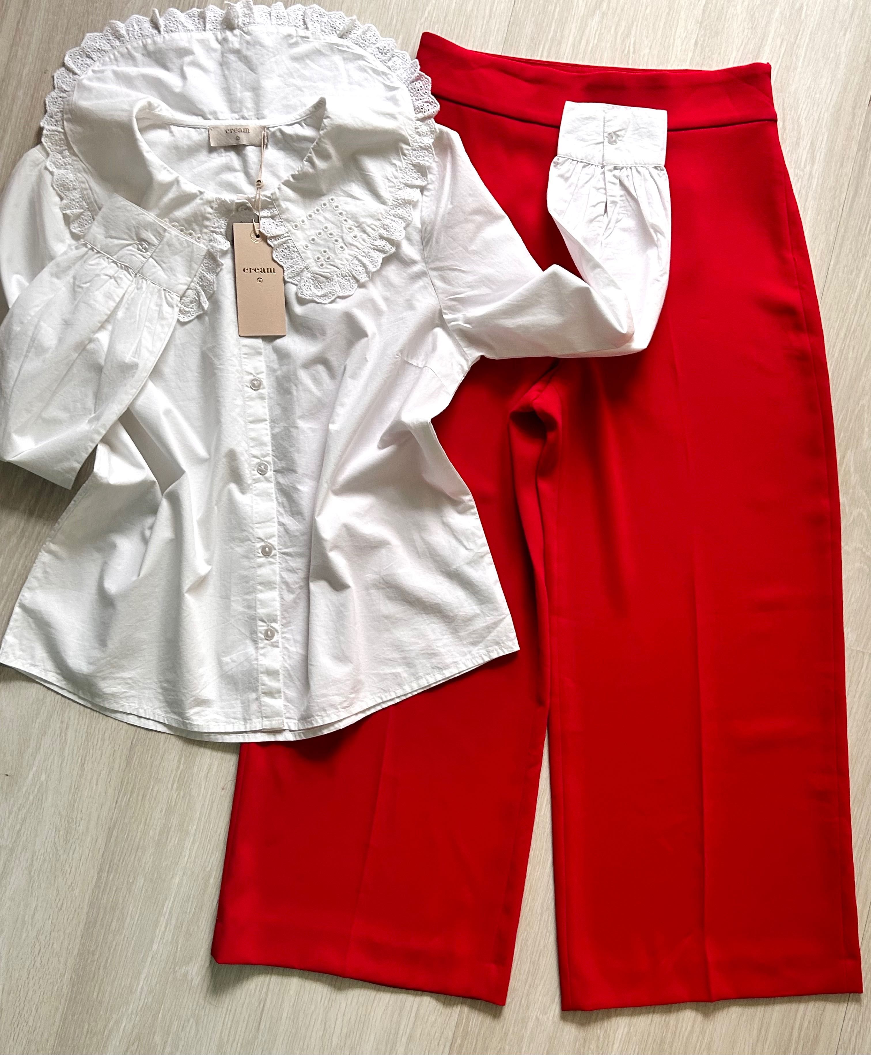 Zara червен панталон и нова туника Cream M size