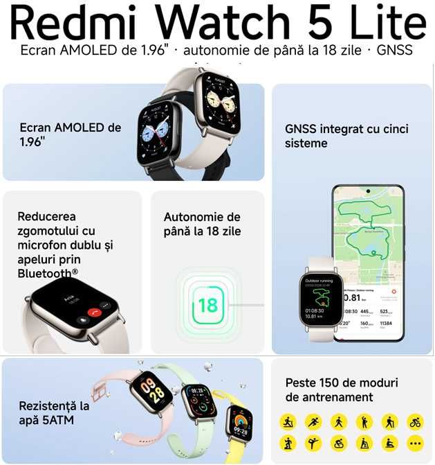 Xiaomi Redmi Note 14 5G si Smartwatch Xiaomi Redmi Watch 5 Lite, noi