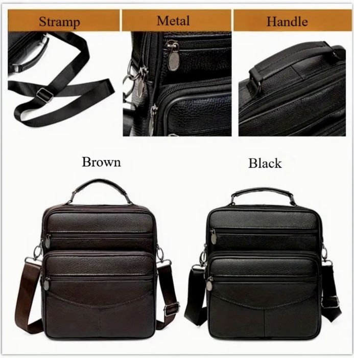 Мъжка кожена работна чанта/Елегантна и стилна, кафява естествена кожа!