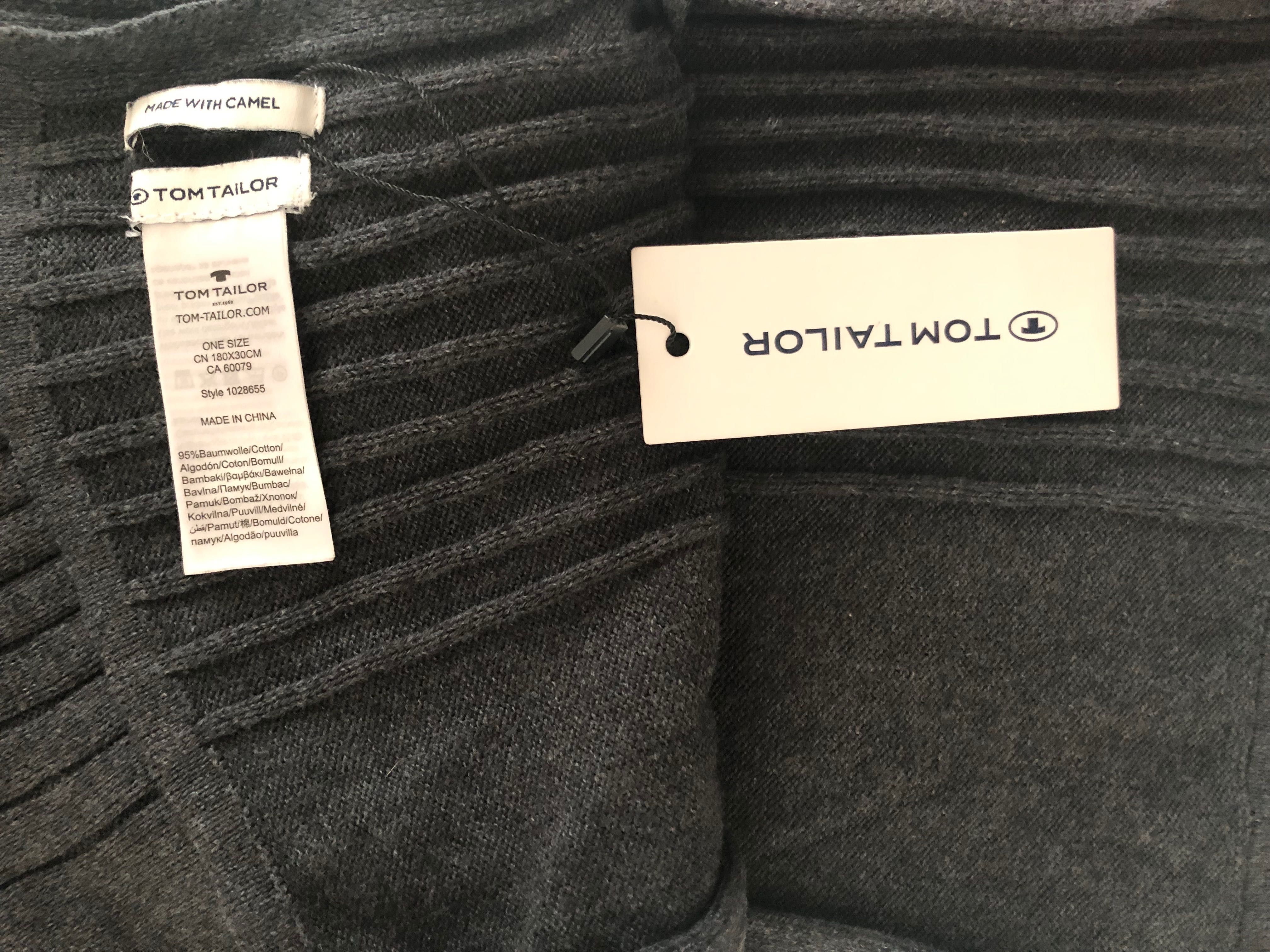 Tom Tailor - Рипсени шал, тъмно сив