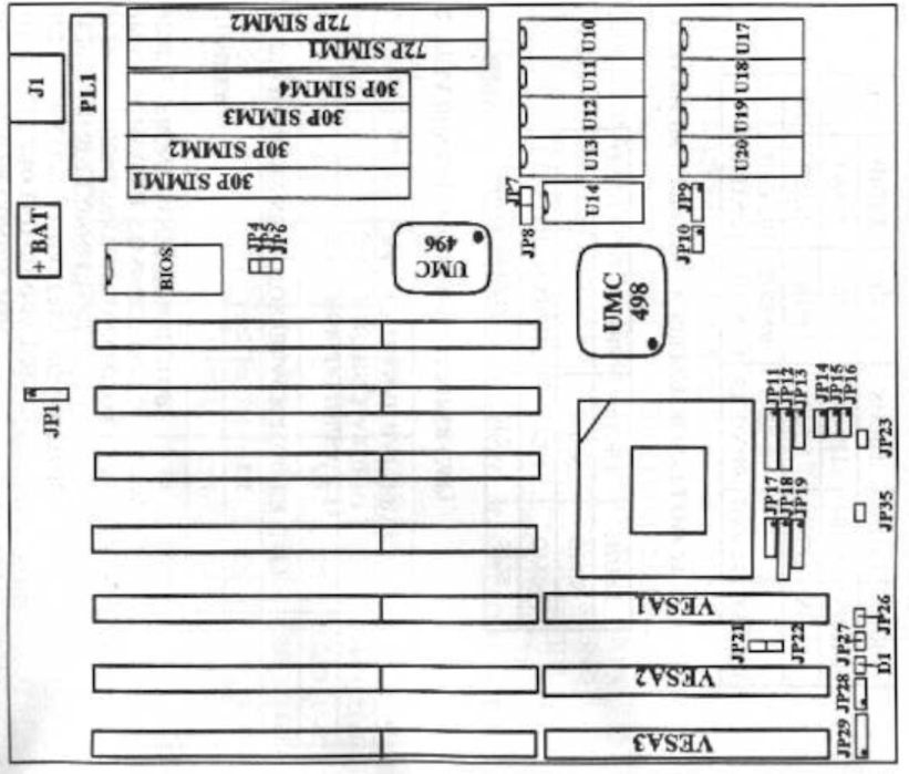 Placa de baza TK 8498F Vintage/Retro 1993 CPU 486 PGA237 Socket 3 SIMM