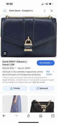 Geanta navy blue DKNY piele noua cu eticheta