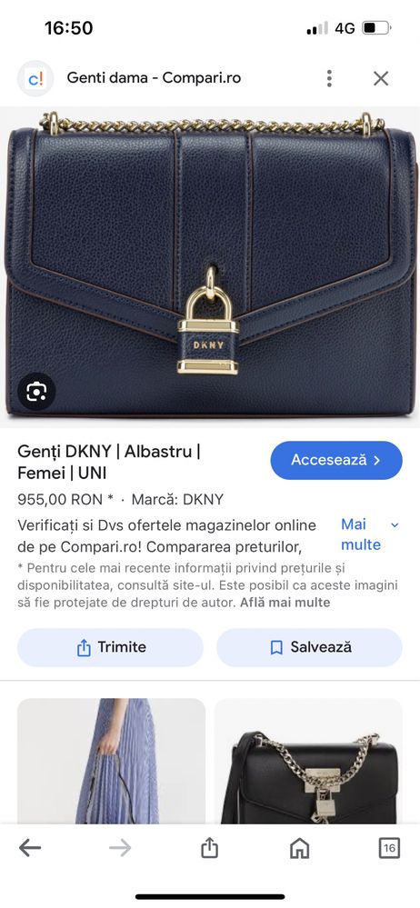 Geanta navy blue DKNY piele noua cu eticheta