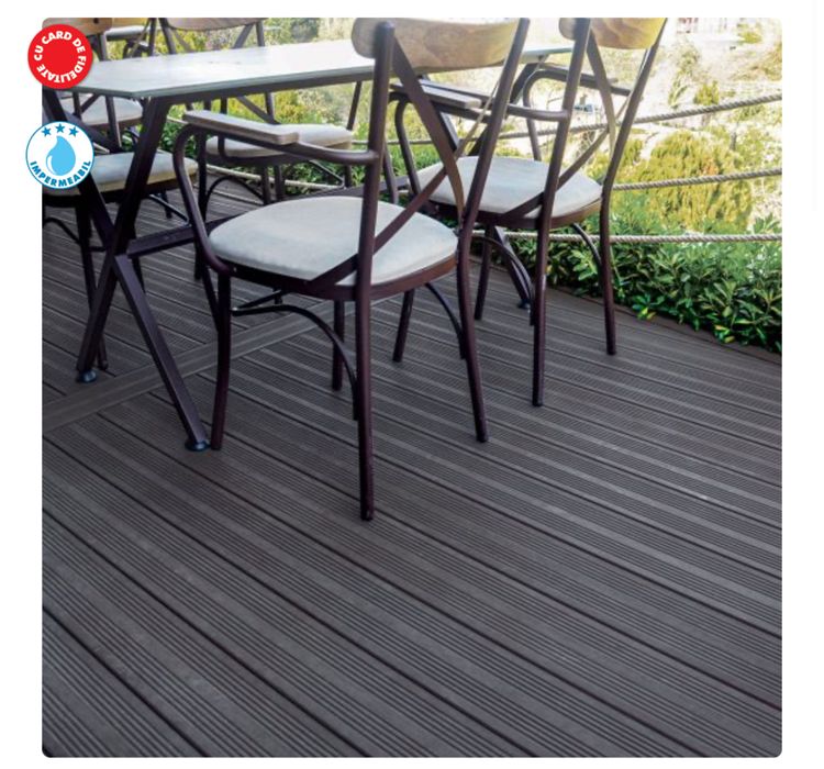 Placa de terasa WPC, 3m, antracit, 5x bucati