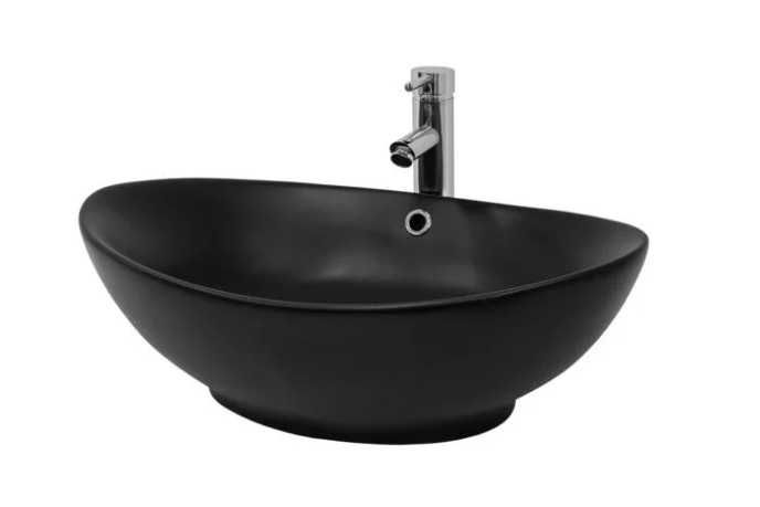 Мивка / умивалник за баня 590 X 380 X 190 черна, керамика