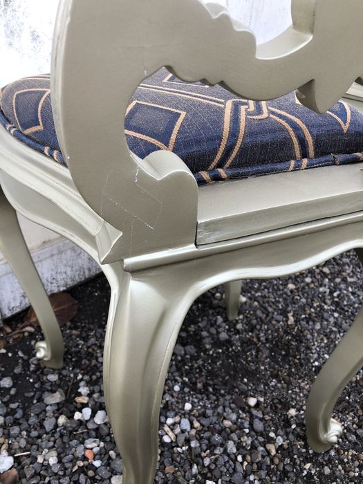 Pereche scaune vintage reconditionate gold aurii violet