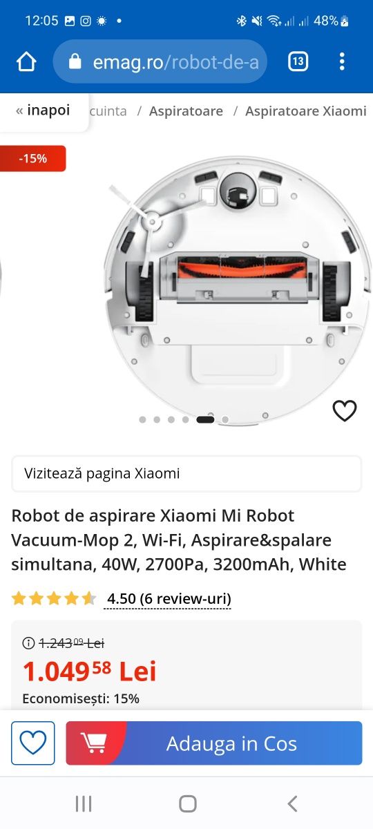 Vând aspirator smart Xiaomi un an rămas  încă garanție!