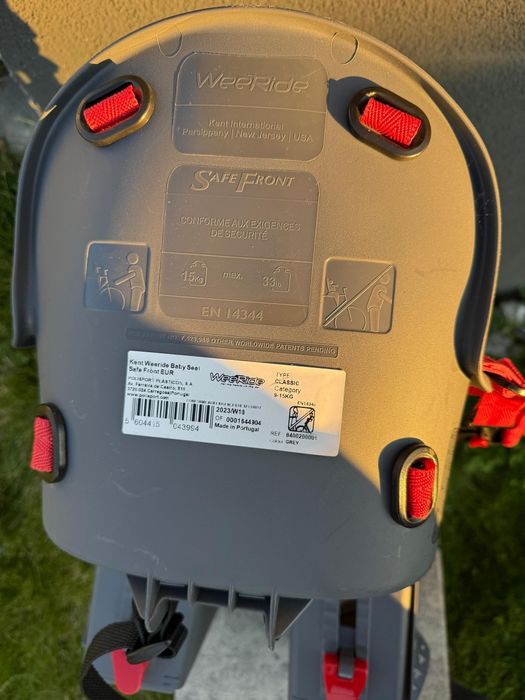 Scaun bicicleta copii, Pozitie montare Centru, 15 Kg, WeeRide, Gri